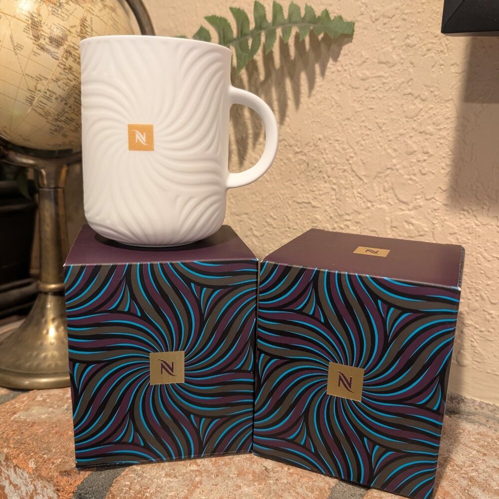 Nespresso Festive Coffee Mugs Set of 2 NEW in Box